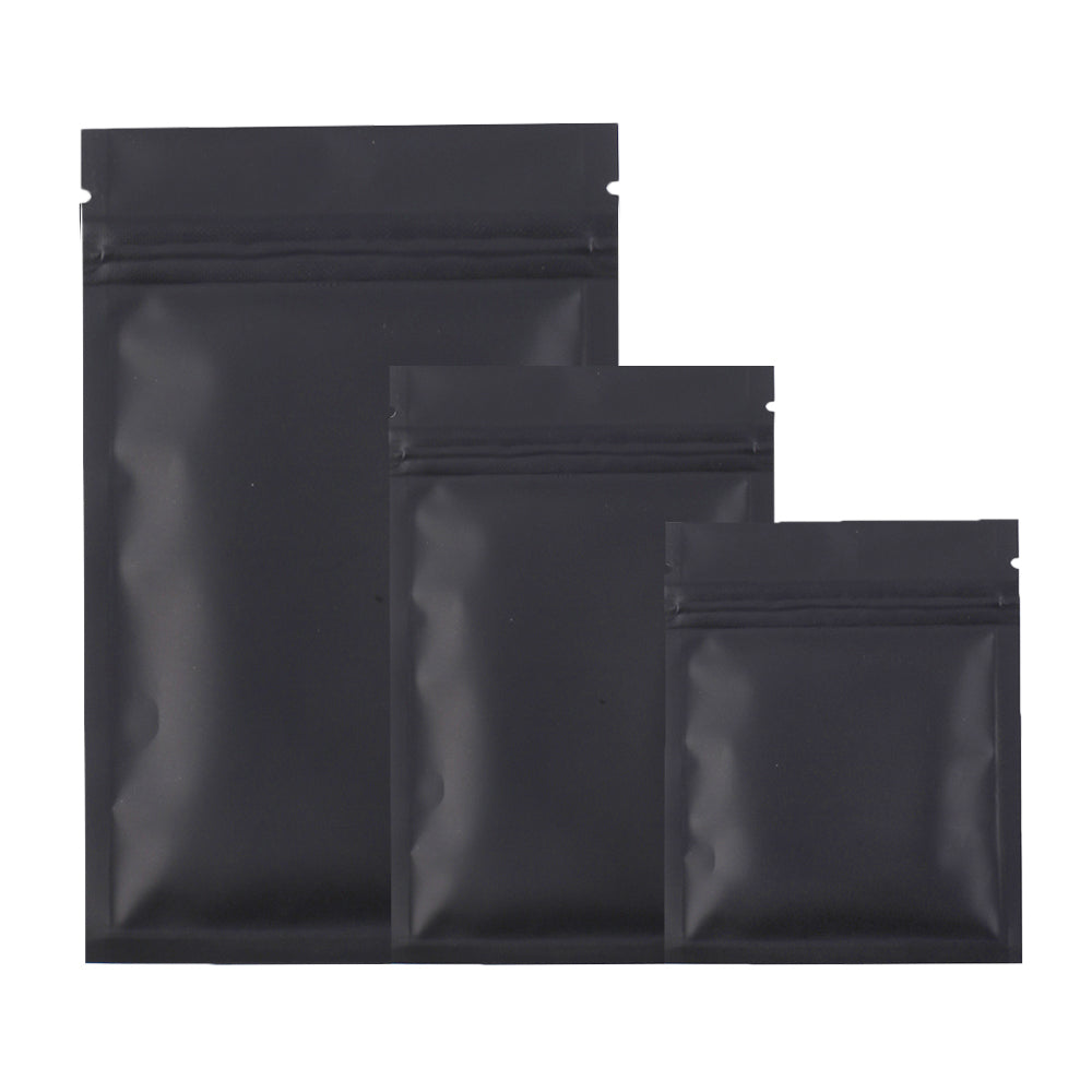 100x Matte Black Grip Seal Bags Flat Pouch For Food Packaging Heat Seal-able BPA Free Smell Free