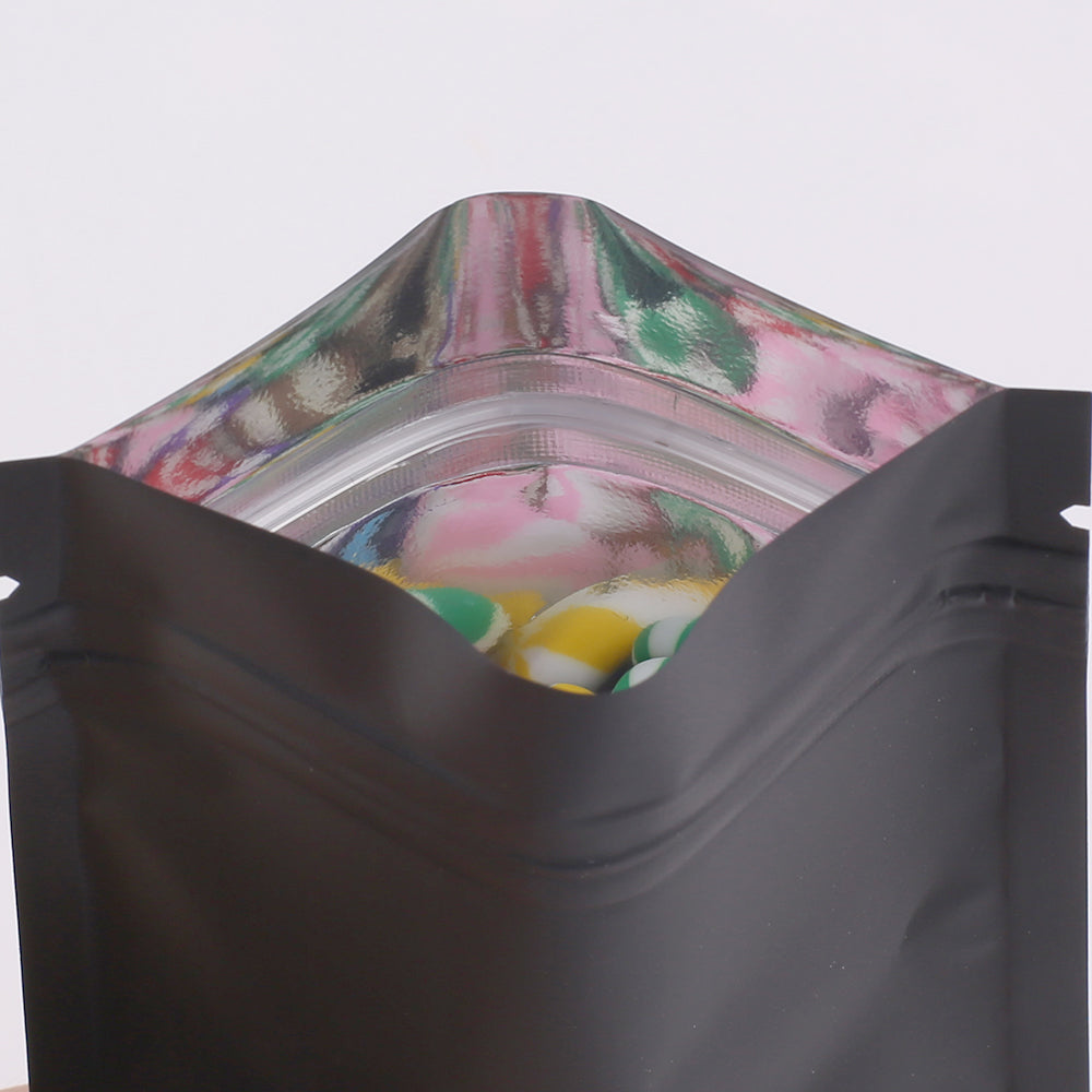 100x Matte Black Grip Seal Bags Flat Pouch For Food Packaging Heat Seal-able BPA Free Smell Free