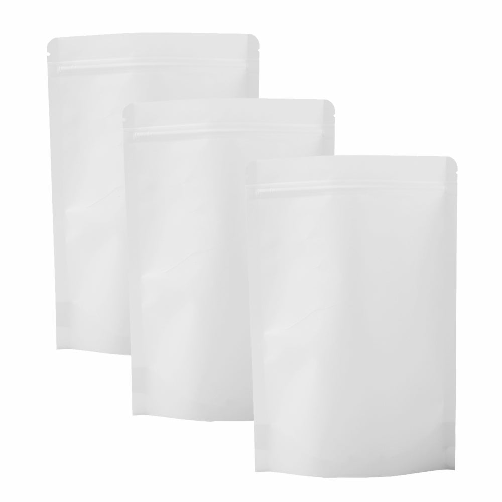 100x White Strong Grip Seal Gusset Craft Paper Bags BPA Free Smell Free For Food Packing