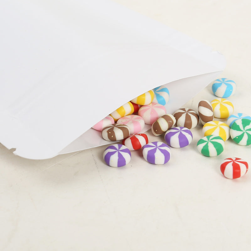 100x White Strong Grip Seal Gusset Craft Paper Bags BPA Free Smell Free For Food Packing