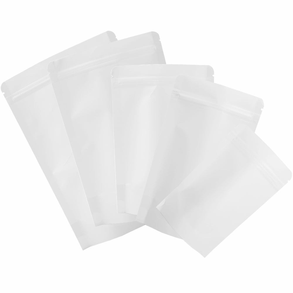 100x White Strong Grip Seal Gusset Craft Paper Bags BPA Free Smell Free For Food Packing