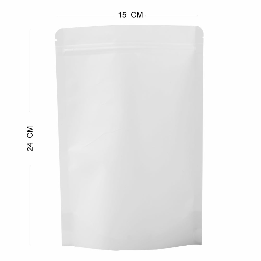 100x White Strong Grip Seal Gusset Craft Paper Bags BPA Free Smell Free For Food Packing