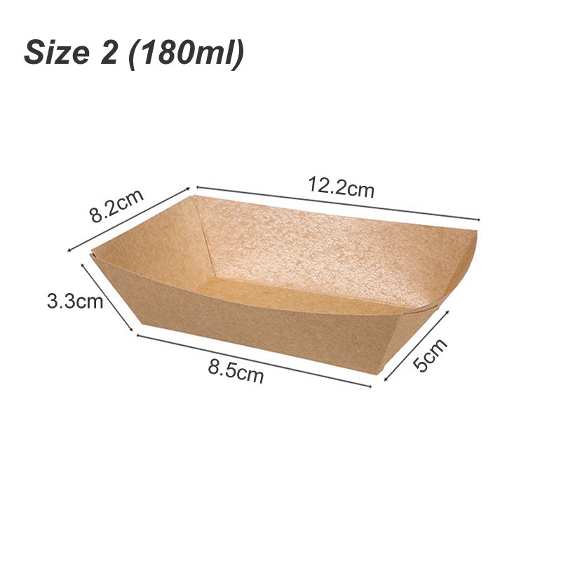 Kraft Paper Boat Tray Biodegradable Multi Size Serving Food Safe Fries Rice Deli