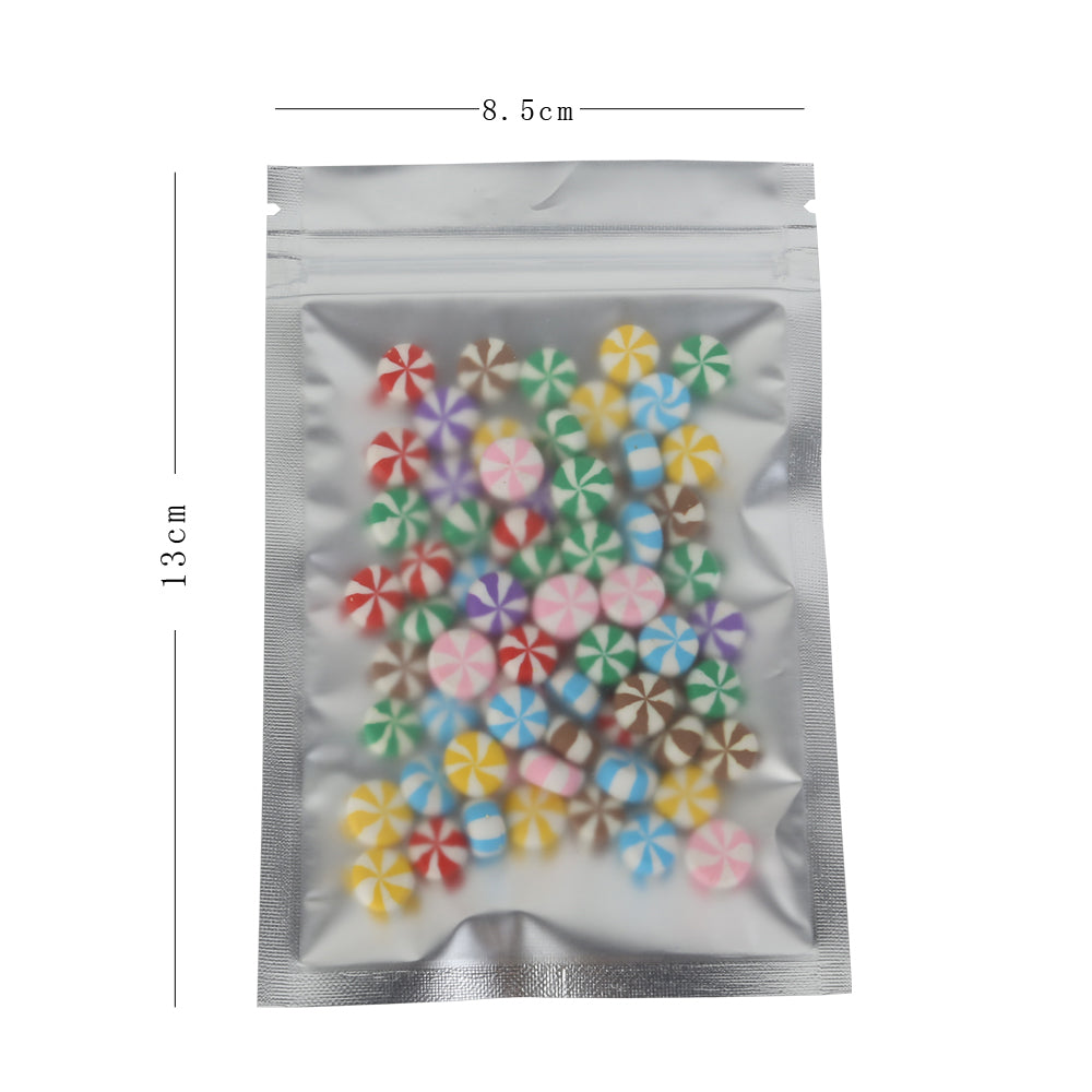 100x Food Bags Zip Lock Gripseal Flat Pouch 8.5x13CM Clear White BPA Free