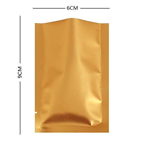 100x Open Top Mylar Food Bags Flat Pouch 6x9CM 3 Side Seal BPA Free Golden