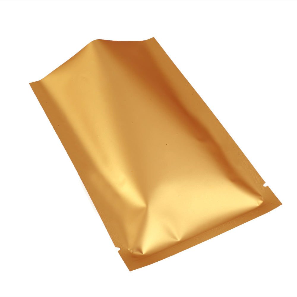 100x Open Top Mylar Food Bags Flat Pouch 6x9CM 3 Side Seal BPA Free Golden