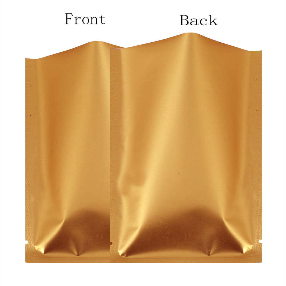 100x Open Top Mylar Food Bags Flat Pouch 6x9CM 3 Side Seal BPA Free Golden
