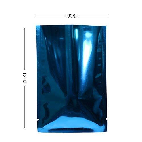 100x Open Top Food Bags Flat Pouch Sachet Glossy Blue Heat Sealable BPA Free