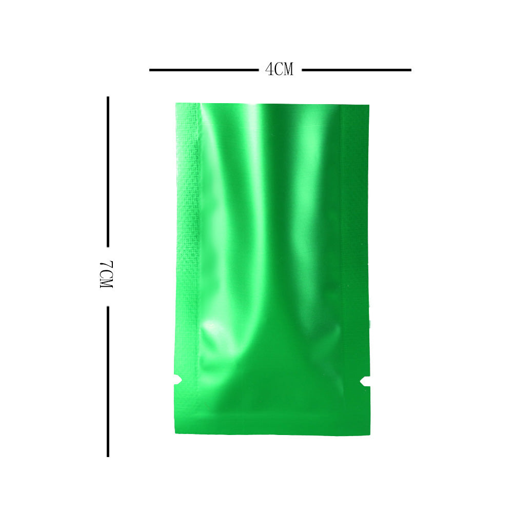 100x Open Top Food Bags Flat Sachet Pack Heat Sealant BPA Free Clear/Green