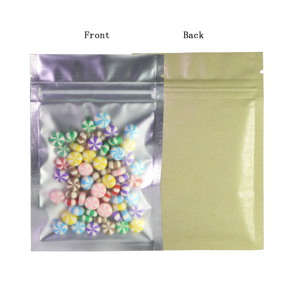 100x Food Bags Zip Lock Gripseal Pouch 8.5x13CM Clear Beige BPA Free Press & Seal