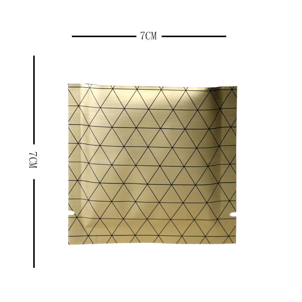 100x Open Top Bags Flat Pouch Mylar Type Heat Sealant Golden with Black Pattern