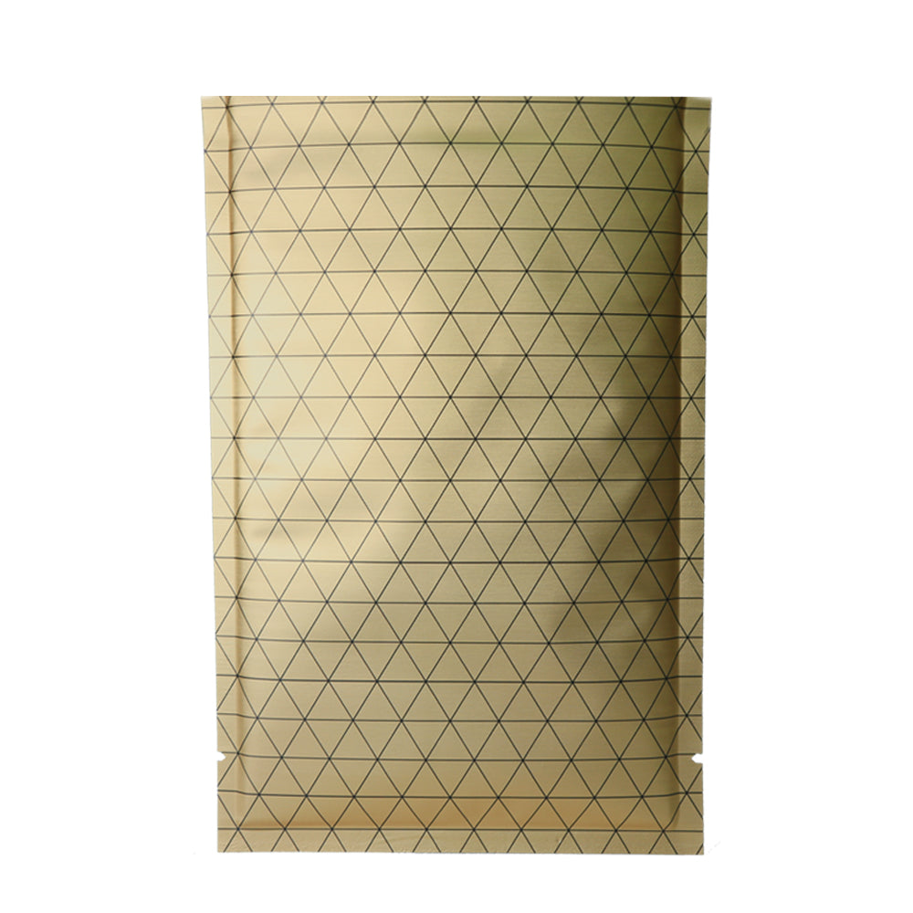 100x Open Top Bags Flat Pouch Mylar Type Heat Sealant Golden with Black Pattern