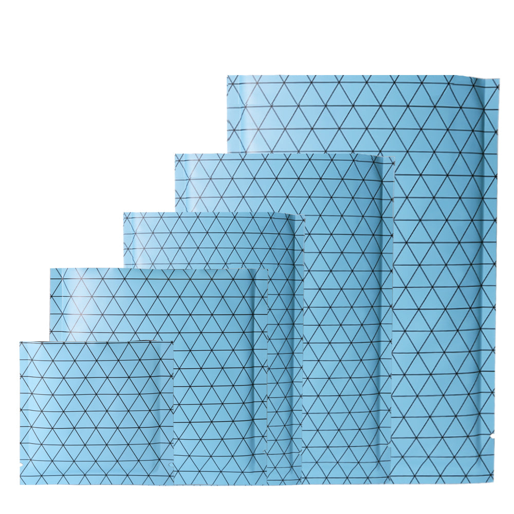 100x Open Top Bags Flat Pouch Sachet Blue Heat Sealant Tear Notch BPA Free