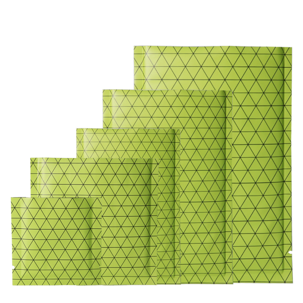100x Open Top Food Bags Flat Pouches Sachet Green Heat Sealant BPA Free Packing