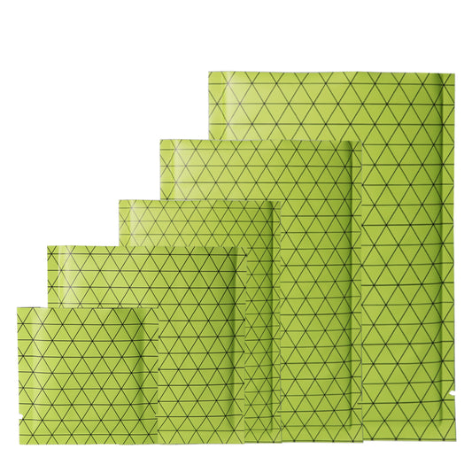 100x Open Top Food Bags Flat Pouches Sachet Green Heat Sealant BPA Free Packing