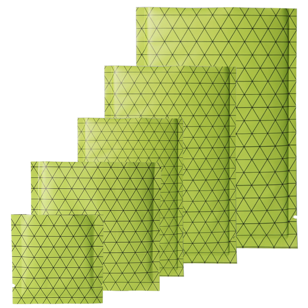 100x Open Top Food Bags Flat Pouches Sachet Green Heat Sealant BPA Free Packing
