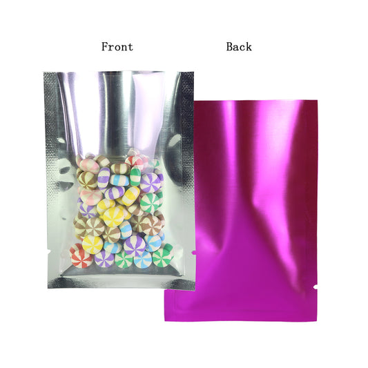 100x Open Top Bags Flat Pouch Clear Hot Pink 6x9 cm BPA Free Food Packaging