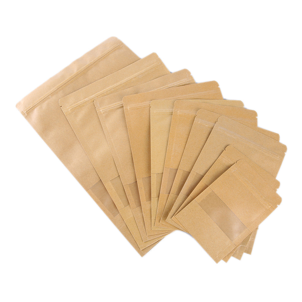 Brown Strong Grip Seal Gusset Craft Paper Bags Smell Free with Clear Window