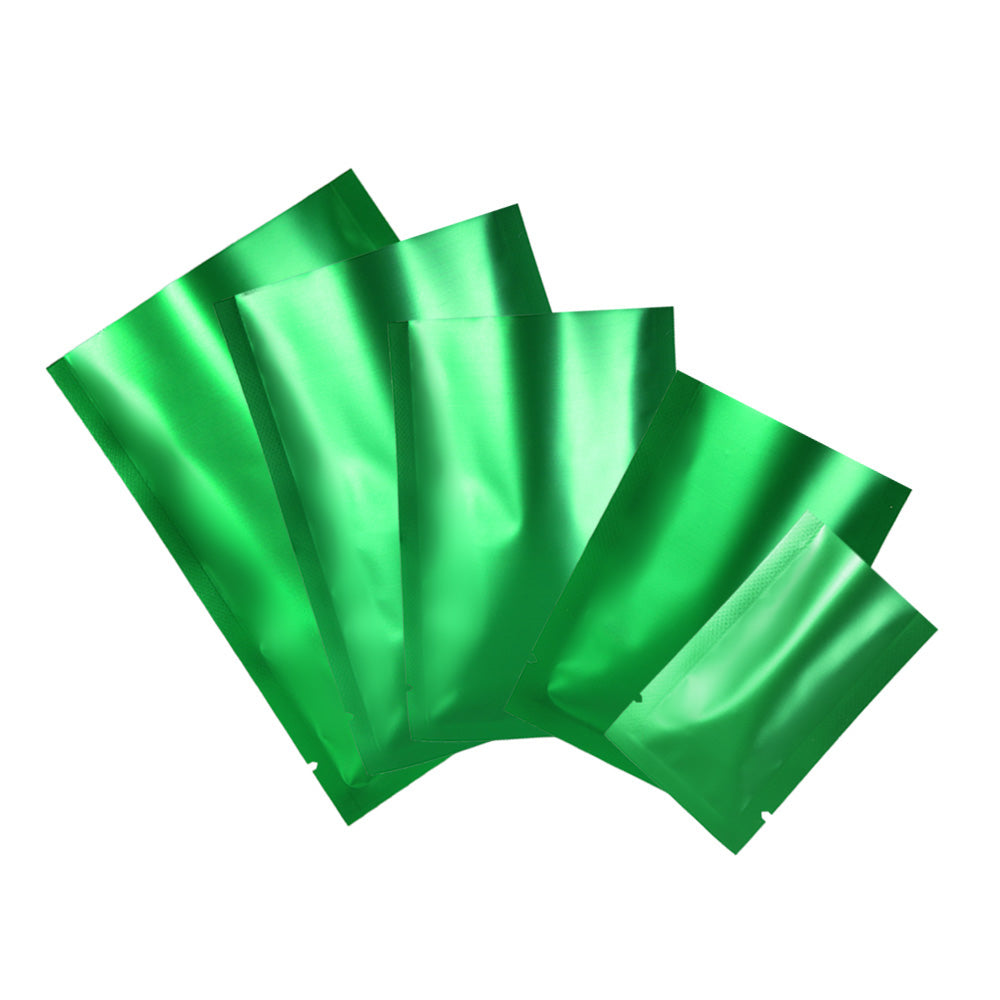 100x Open Top Food Bags Flat Sachet Pack Heat Sealant BPA Free Clear/Green