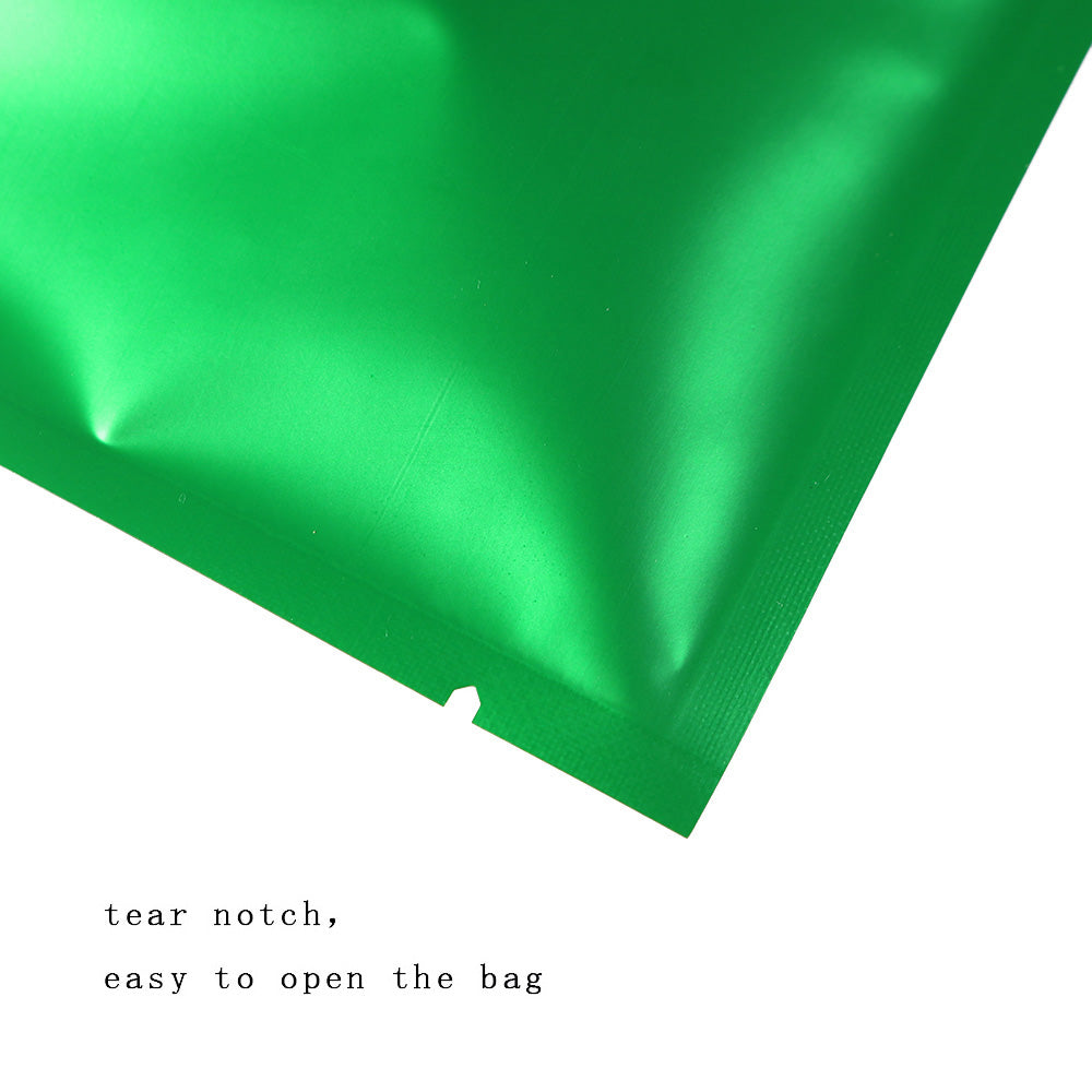 100x Open Top Food Bags Flat Sachet Pack Heat Sealant BPA Free Clear/Green