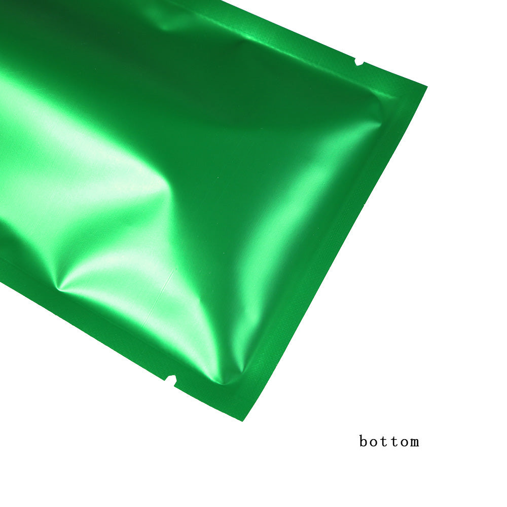 100x Open Top Food Bags Flat Sachet Pack Heat Sealant BPA Free Clear/Green