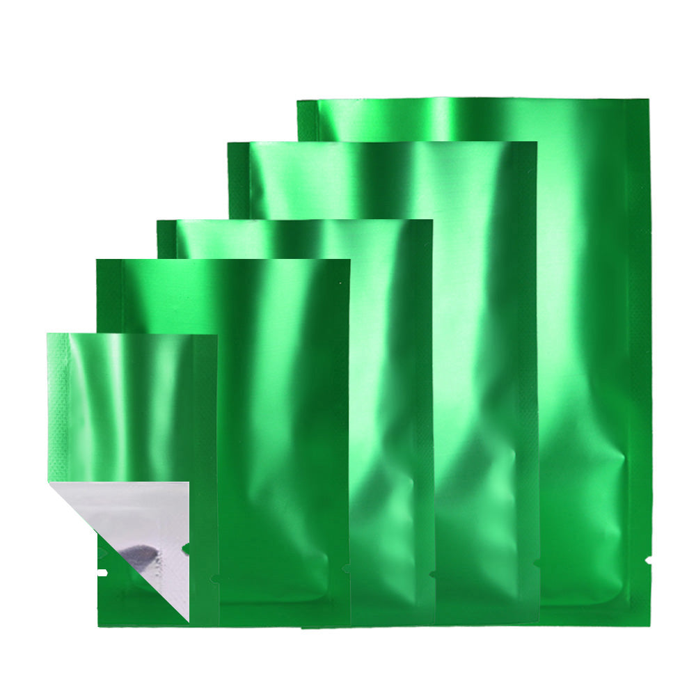 100x Open Top Food Bags Flat Sachet Pack Heat Sealant BPA Free Clear/Green