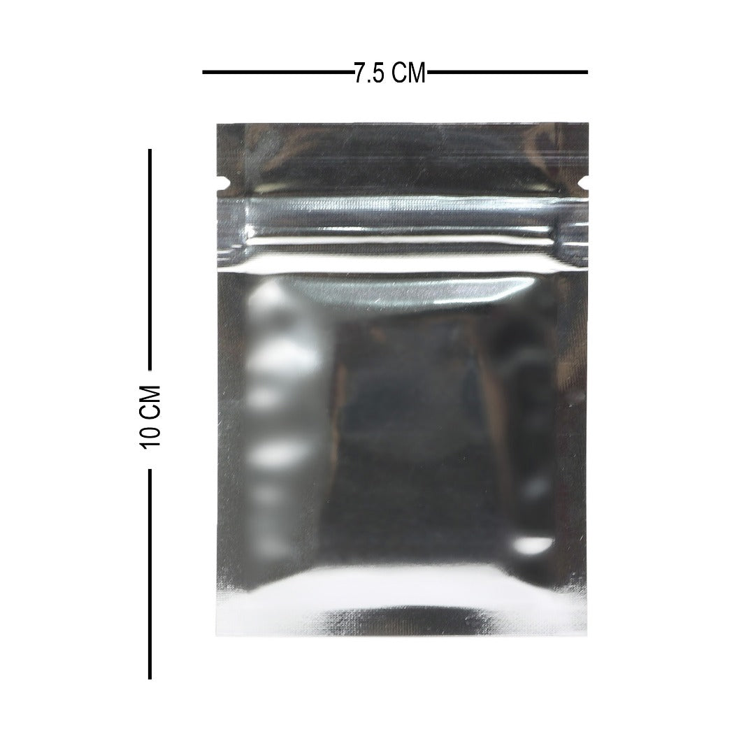 100x Grip Seal Food Bags Zipper Lock Flat Pouch 7.5x10CM Silver BPA Free Packing