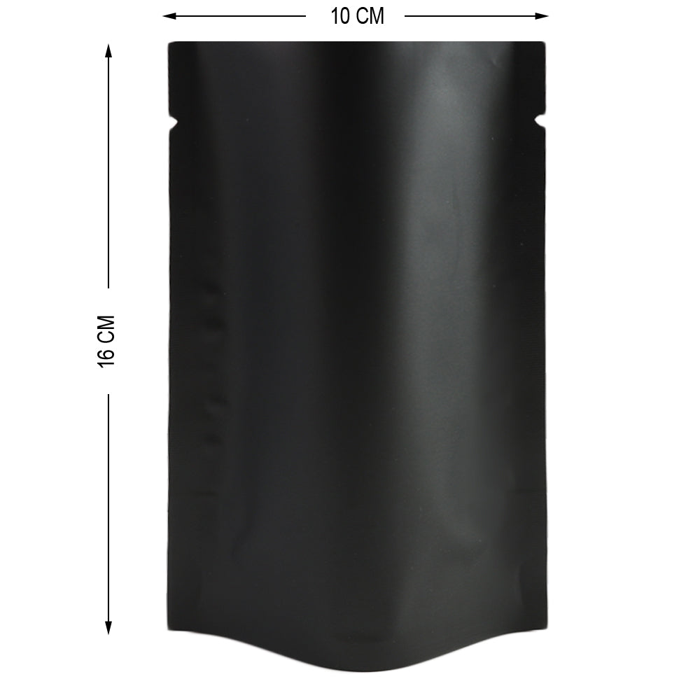 100x Open Top Gusset Bags Pouch Sachet 10x16CM Heatseal BPA Free Matte Black