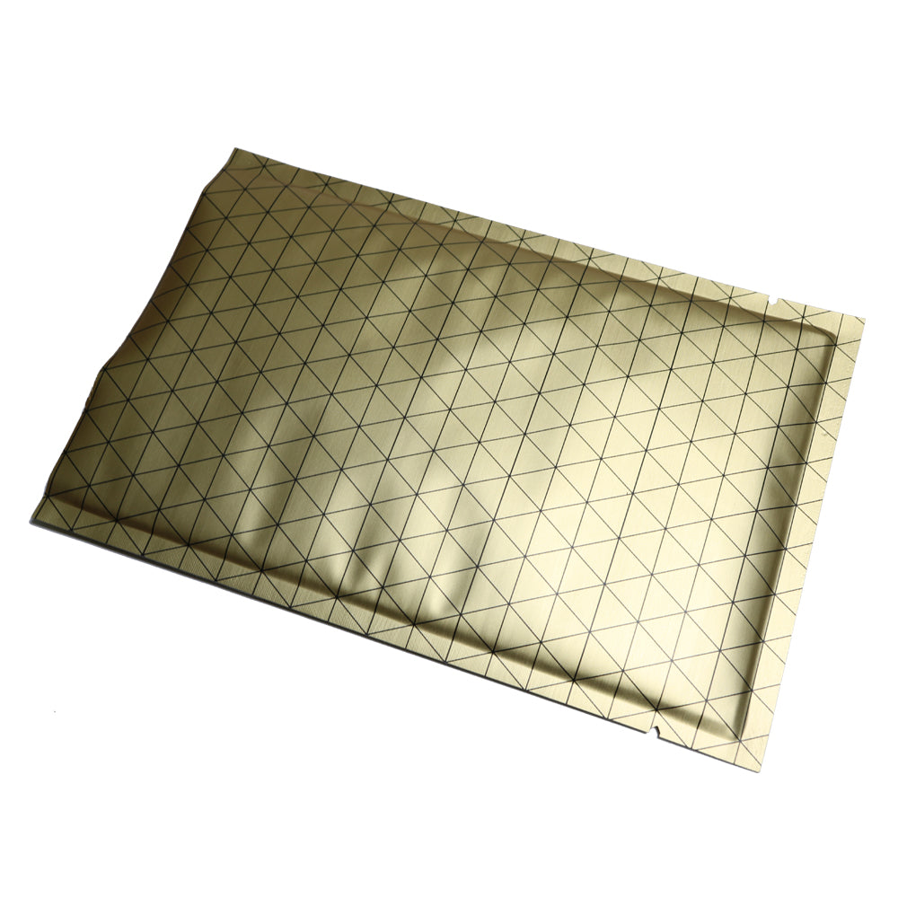 100x Open Top Bags Flat Pouch Mylar Type Heat Sealant Golden with Black Pattern