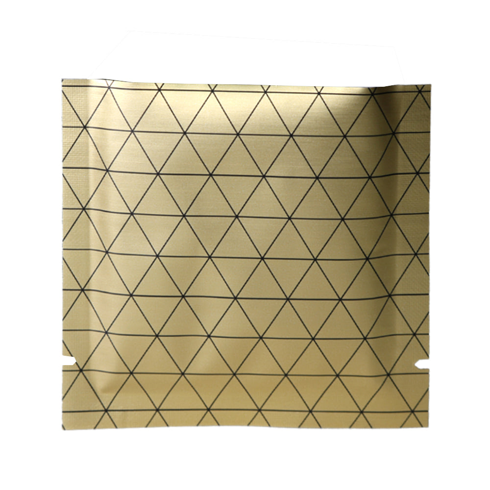 100x Open Top Bags Flat Pouch Mylar Type Heat Sealant Golden with Black Pattern