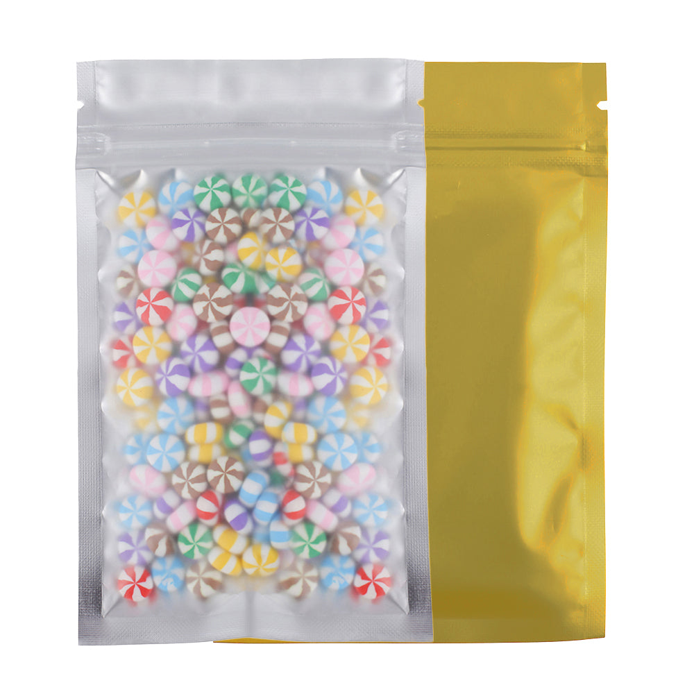 100x Food Bags Zip Seal Lock Gripseal Flat Pouch 8.5x13cm BPA Free Clear Golden