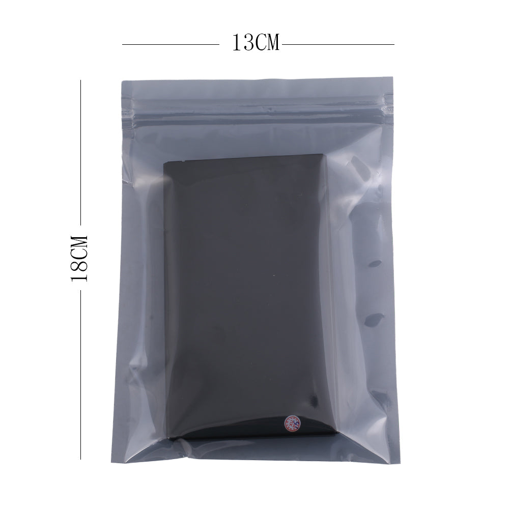 Anti-Static ESD Shielding Grip Seal Bags Flat Pouch Metallic Transparent Grey