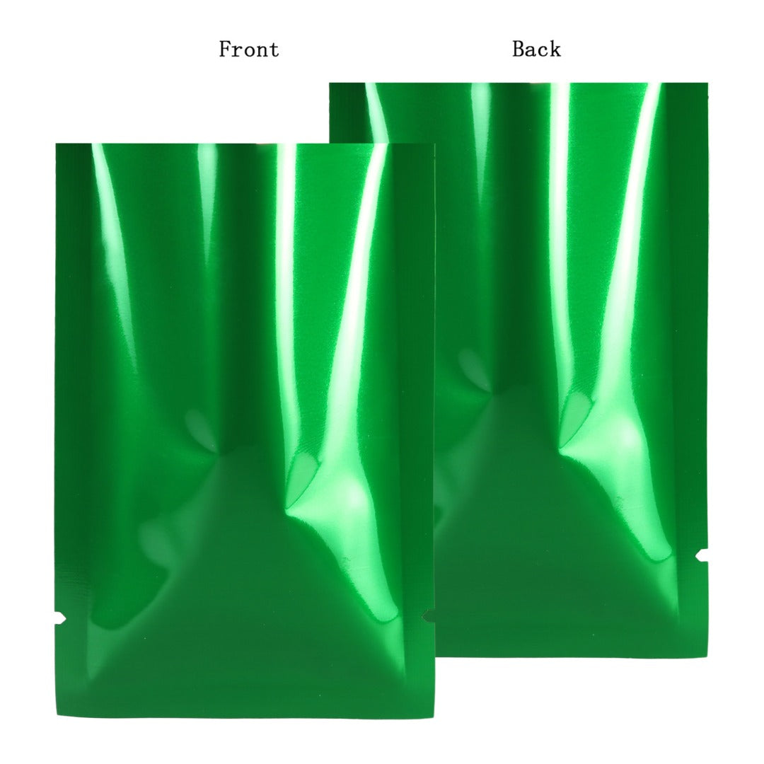 200x Open Top Food Bags 4x6CM Small Flat Pouch Sachet 3 Side Seal Packing Gloss Green