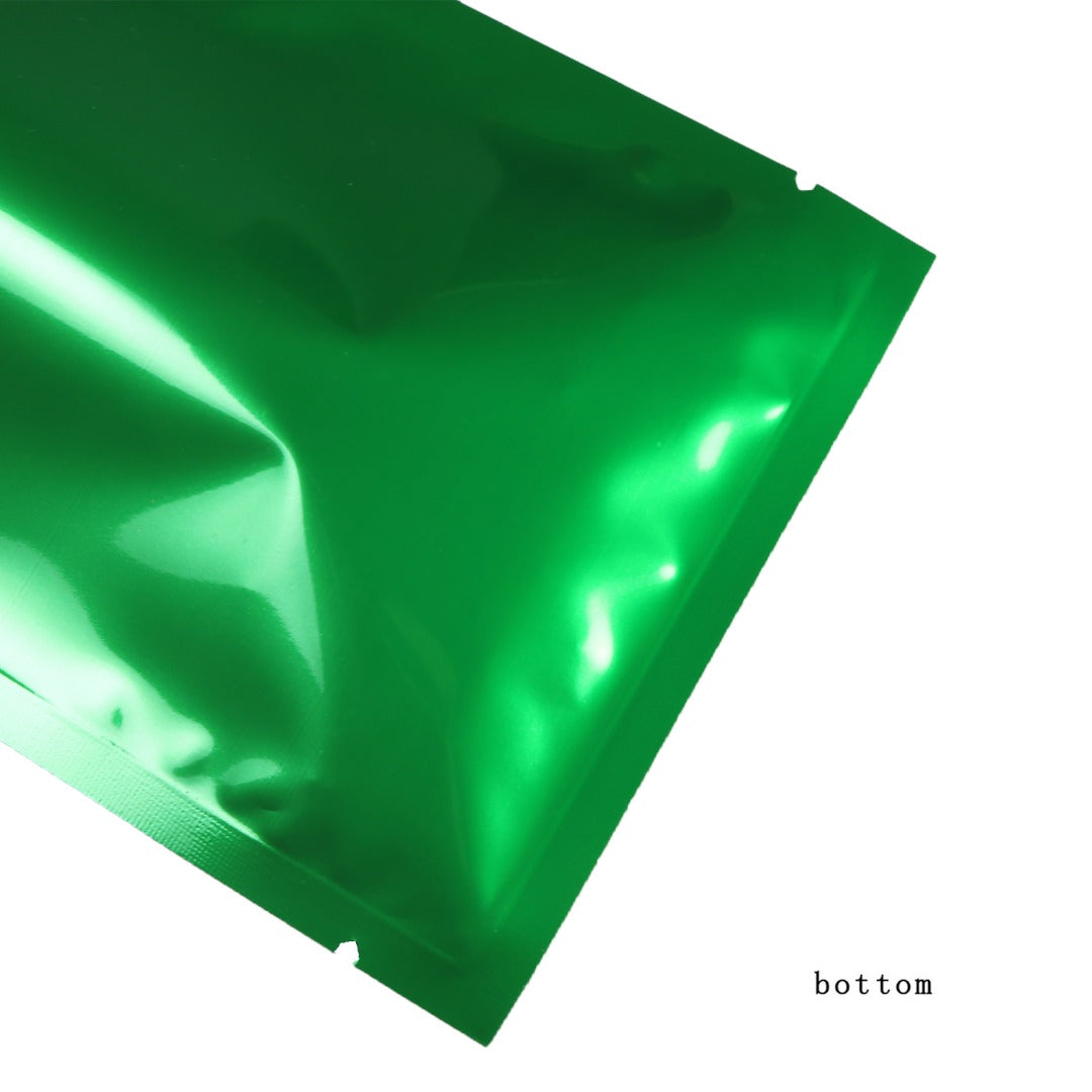200x Open Top Food Bags 4x6CM Small Flat Pouch Sachet 3 Side Seal Packing Gloss Green