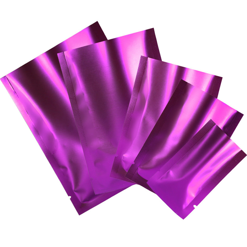 100x Open Top Food Mylar Bags Flat Pouch Sachet Clear/Purplish Pink BPA Free