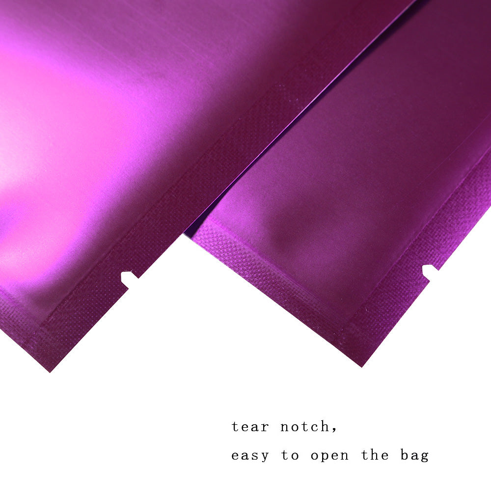 100x Open Top Food Mylar Bags Flat Pouch Sachet Clear/Purplish Pink BPA Free
