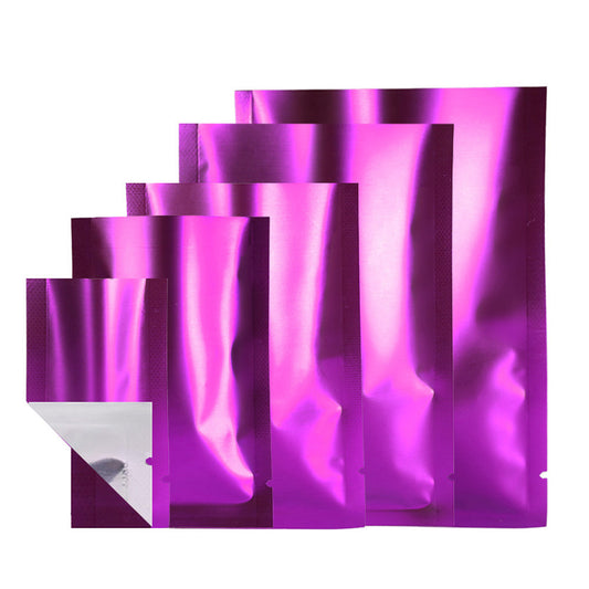 100x Open Top Food Mylar Bags Flat Pouch Sachet Clear/Purplish Pink BPA Free