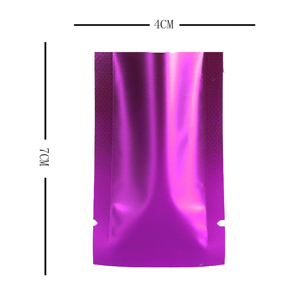 100x Open Top Food Mylar Bags Flat Pouch Sachet Clear/Purplish Pink BPA Free