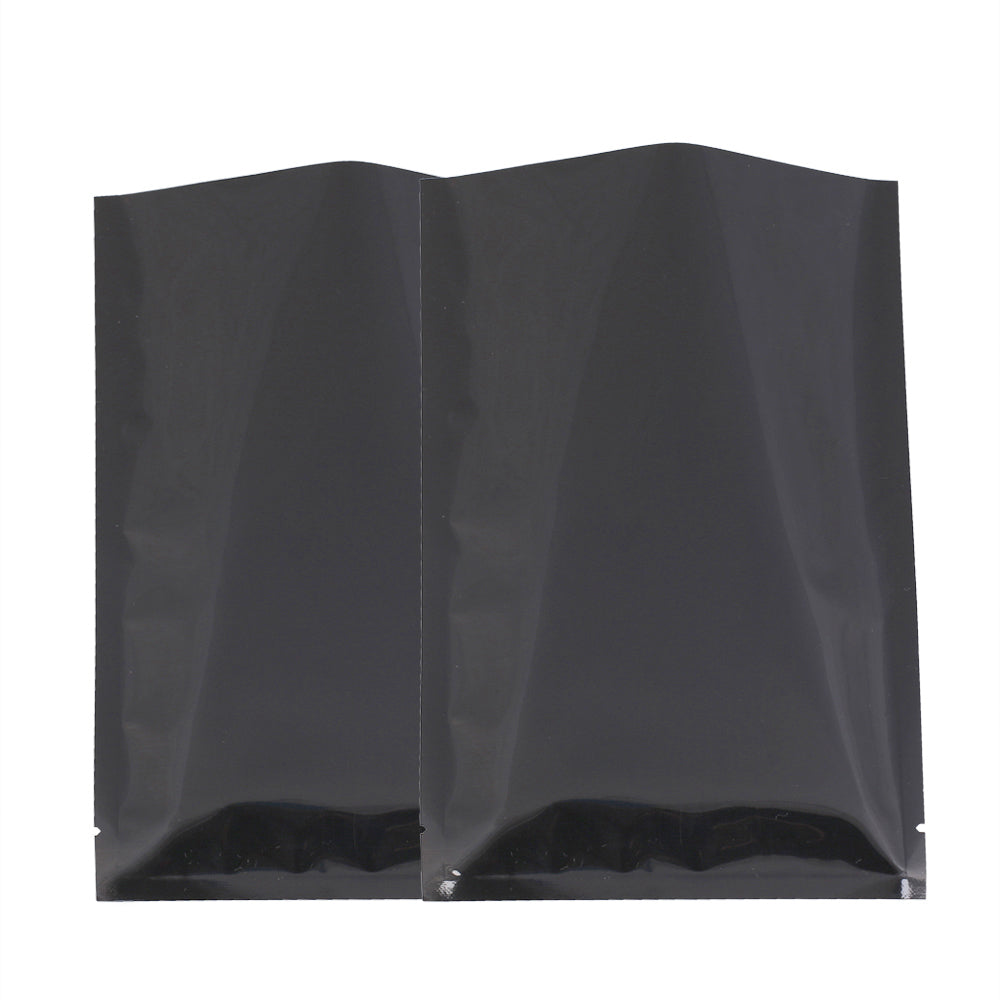 100x Open Top Bags Flat Pouch Sachet 3 Side Seal Glossy Black BPA Free Packing