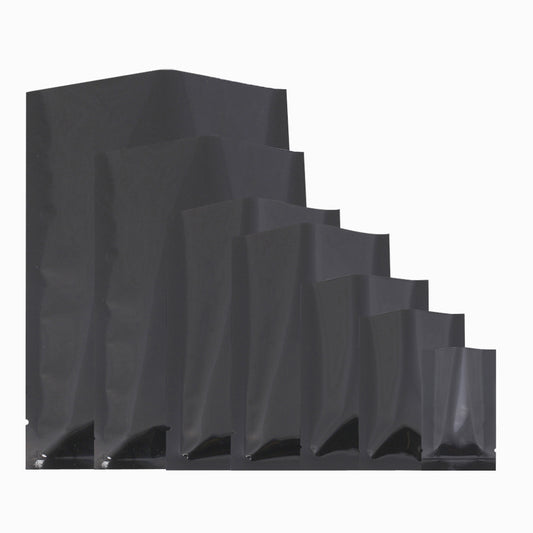 100x Open Top Bags Flat Pouch Sachet 3 Side Seal Glossy Black BPA Free Packing