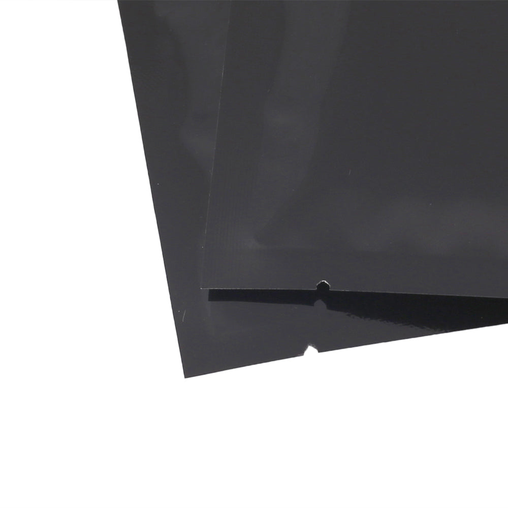 100x Open Top Bags Flat Pouch Sachet 3 Side Seal Glossy Black BPA Free Packing