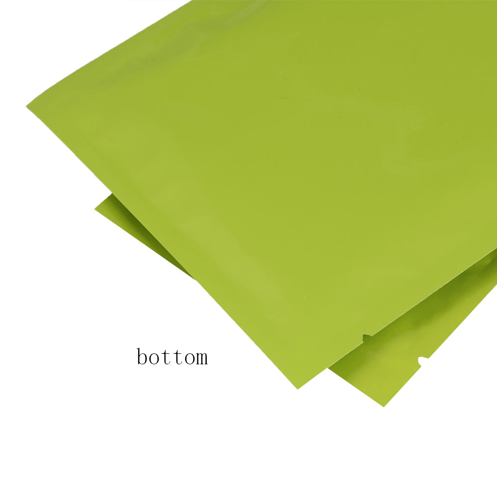 100x Green Silver Foil Glossy Mylar Heat Sealant Bags Open Top Flat Pouch Pack