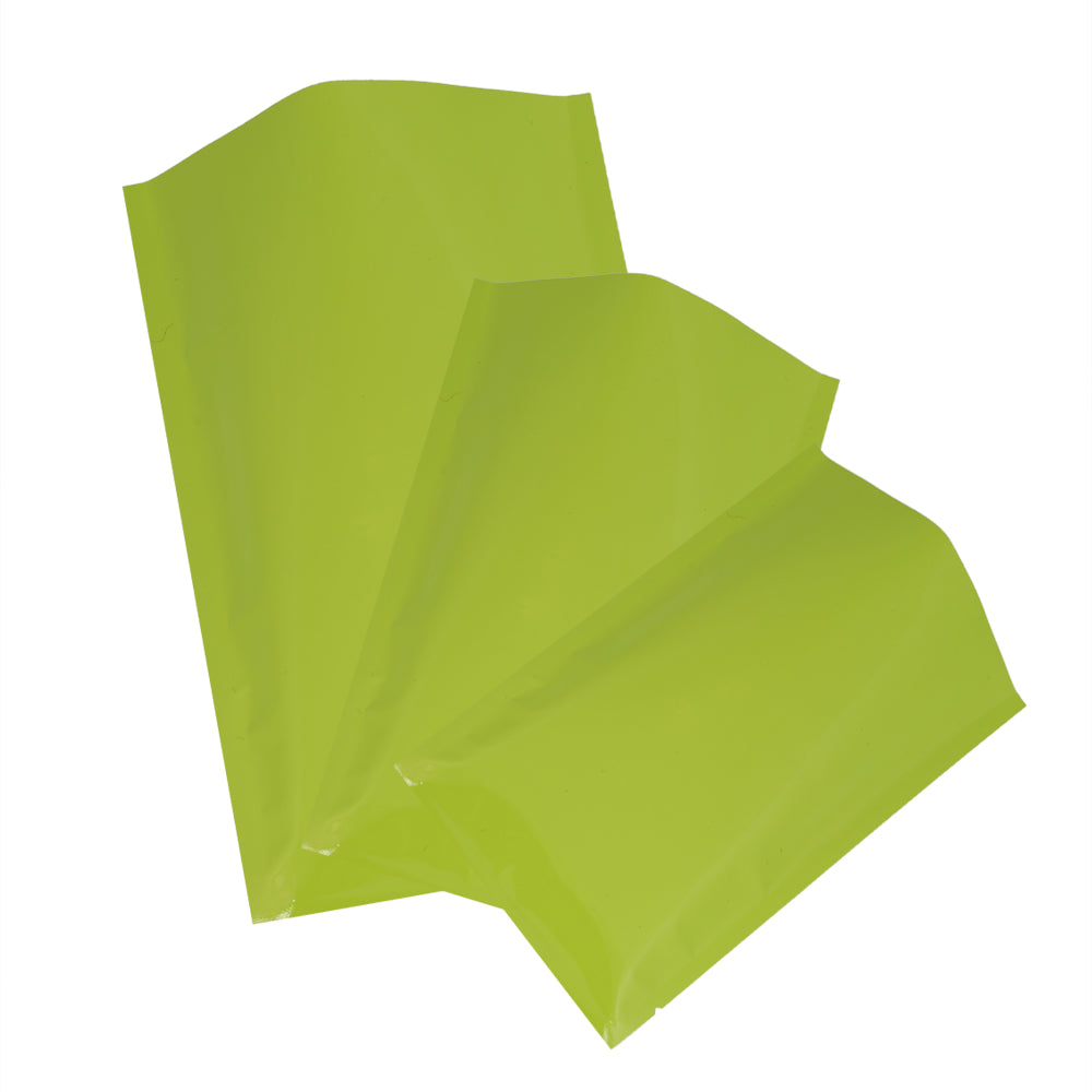 100x Green Silver Foil Glossy Mylar Heat Sealant Bags Open Top Flat Pouch Pack