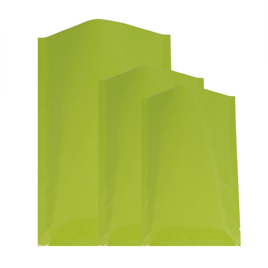 100x Green Silver Foil Glossy Mylar Heat Sealant Bags Open Top Flat Pouch Pack