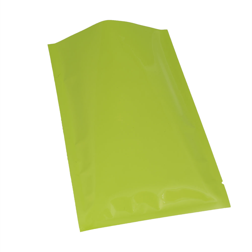 100x Green Silver Foil Glossy Mylar Heat Sealant Bags Open Top Flat Pouch Pack