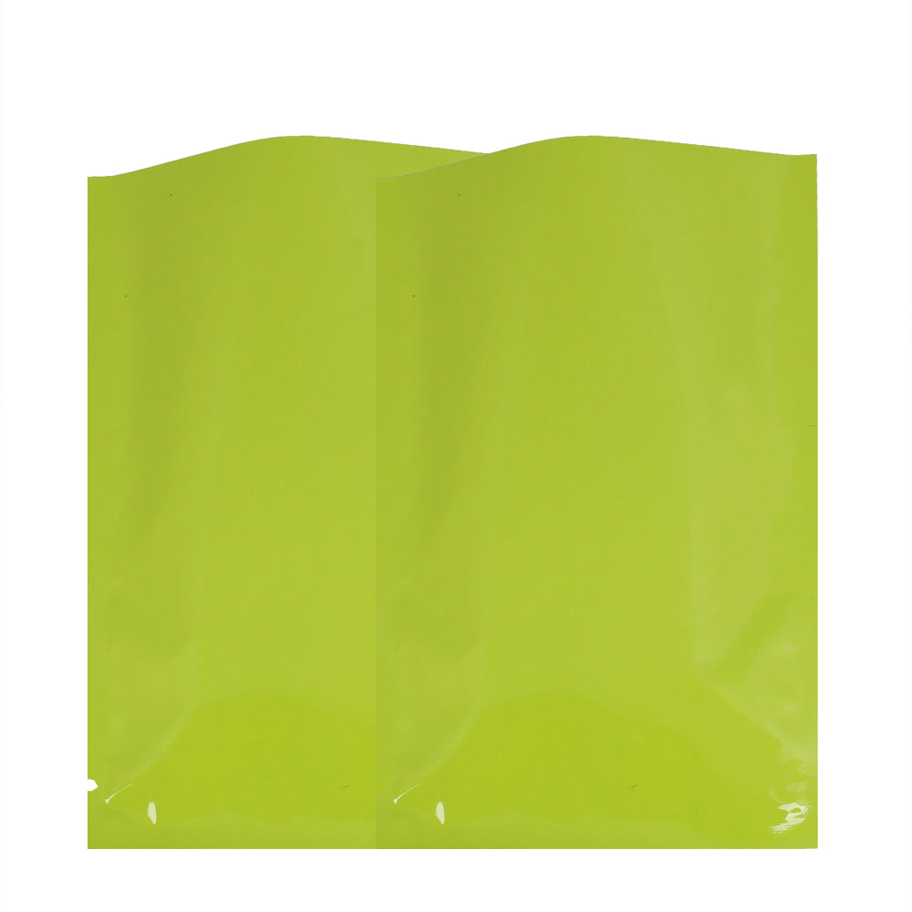 100x Green Silver Foil Glossy Mylar Heat Sealant Bags Open Top Flat Pouch Pack
