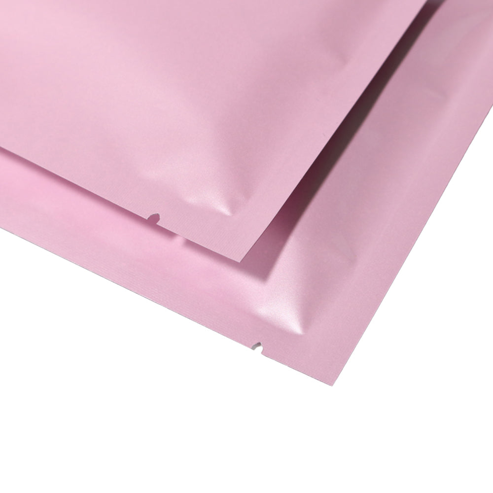100x Gloss Pink Open Top Mylar Bags Flat Pouch 3 Side Seal Heatseal BPA Free