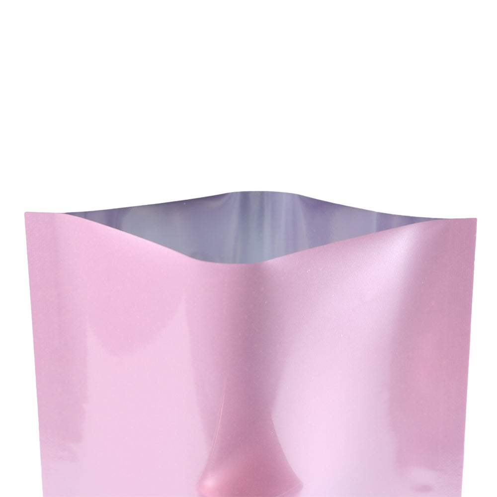 100x Gloss Pink Open Top Mylar Bags Flat Pouch 3 Side Seal Heatseal BPA Free