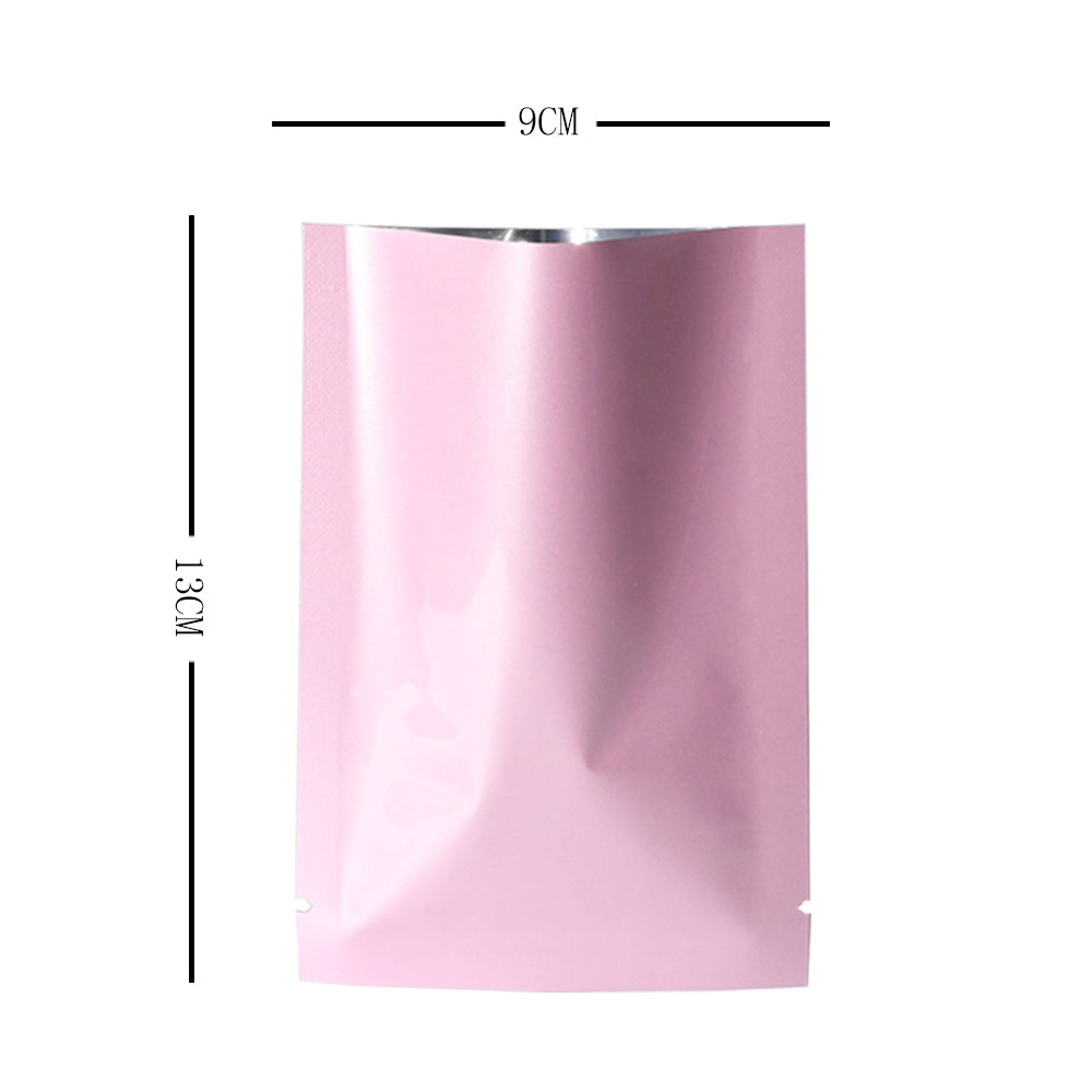 100x Gloss Pink Open Top Mylar Bags Flat Pouch 3 Side Seal Heatseal BPA Free