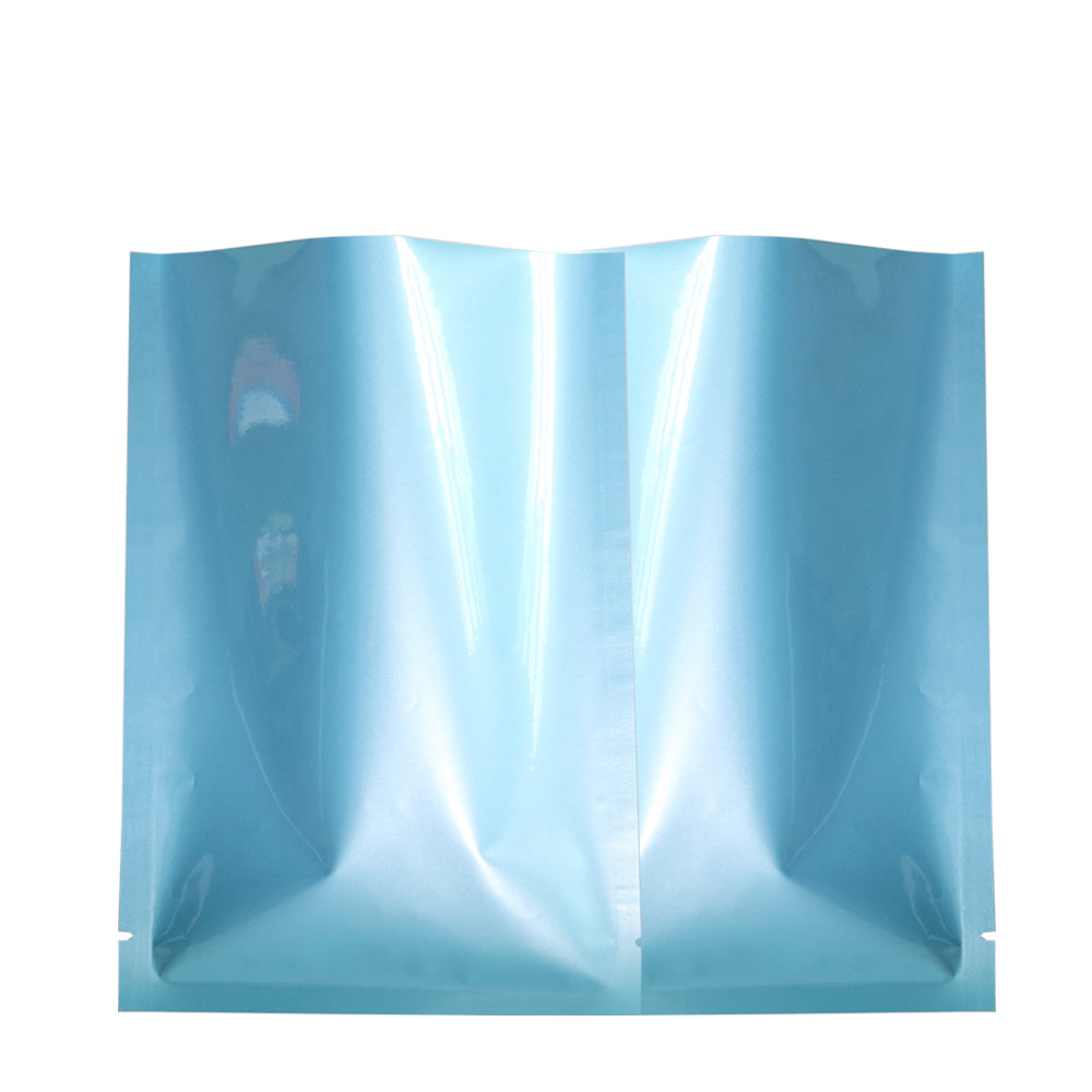 100x Open Top 3 Side Seal Bags Mylar Type Heat Sealant Sachet BPA Free Light Blue